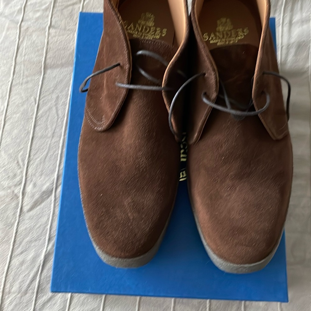 New Sanders Chukka boots size 11.5 US. Color:Polo Snuff. Never worn, $243.00 US
